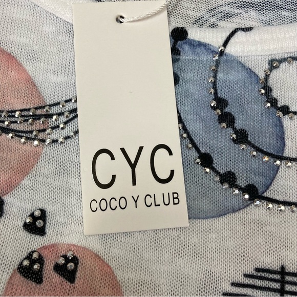 Coco Y Club Size XXL Multi Color Short Sleeve Top NWT - Picture 5 of 7